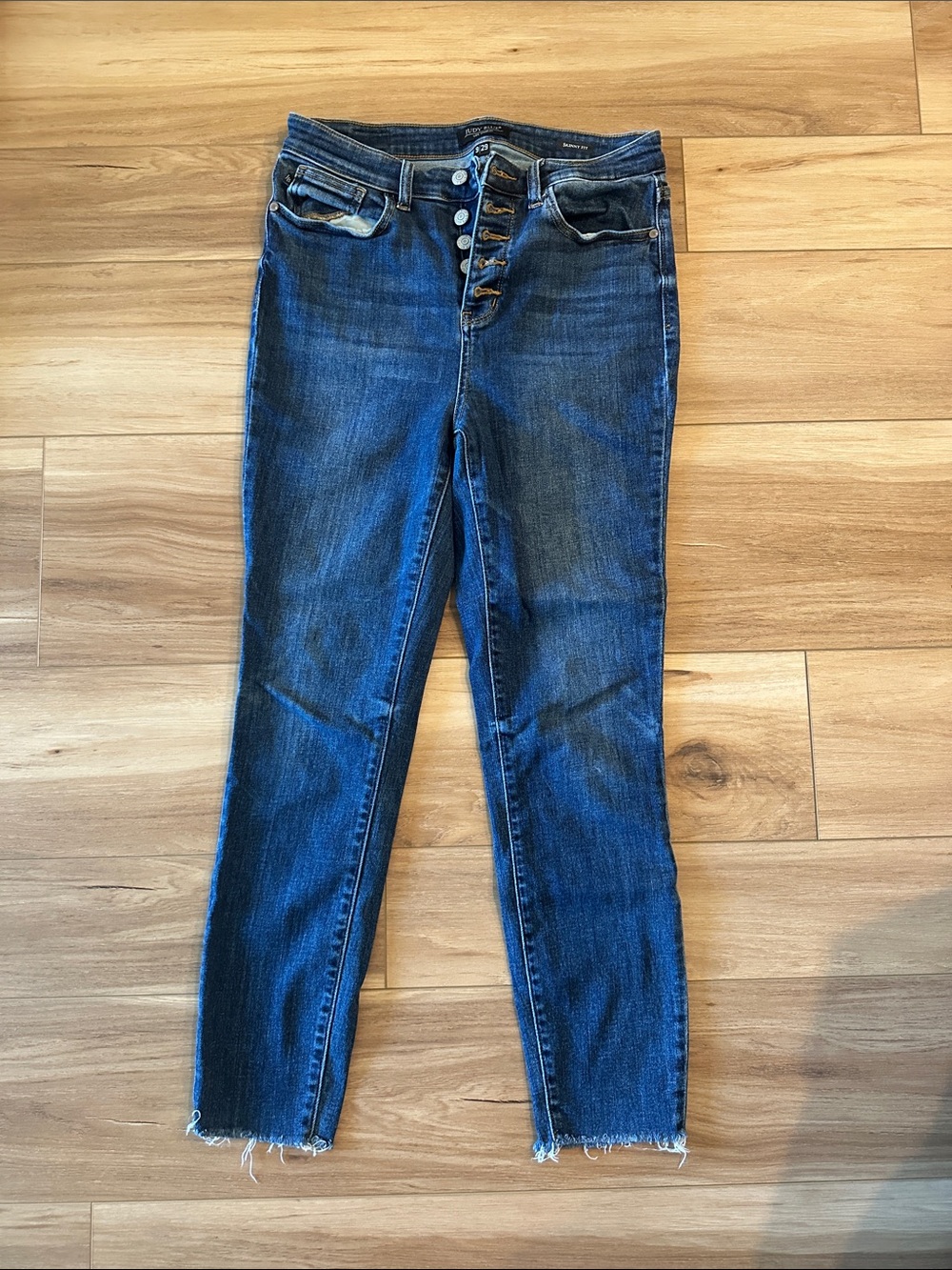 Judy Blue Dark Blue High-Rise Button-Fly Skinny Jeans